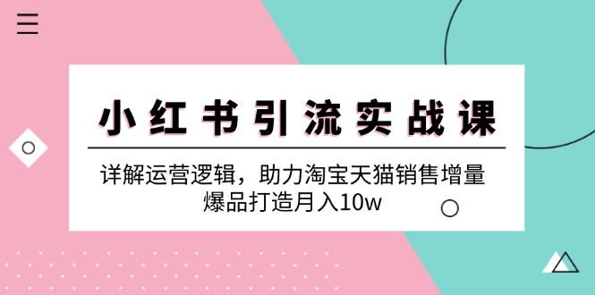 小红书引流实战课：详解运营逻辑，助力淘宝天猫销售增量，爆品打造月入10w-E网资源