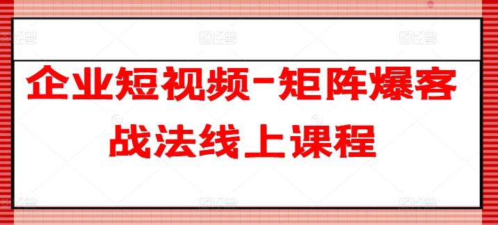 企业短视频-矩阵爆客战法线上课程-E网资源