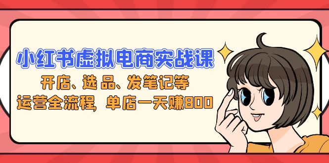 小红书虚拟电商实战课：开店、选品、发笔记等运营全流程，单店一天赚800-E网资源