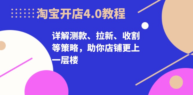 淘宝开店4.0教程，详解测款、拉新、收割等策略，助你店铺更上一层楼-E网资源