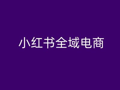 小红书全域电商，小红书电商教程-E网资源