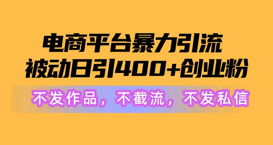 电商平台暴力引流,被动日引400+创业粉不发作品，不截流，不发私信-E网资源