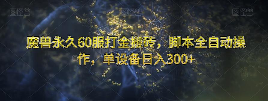 魔兽永久60服打金搬砖，脚本全自动操作，单设备日入300+【揭秘】-E网资源