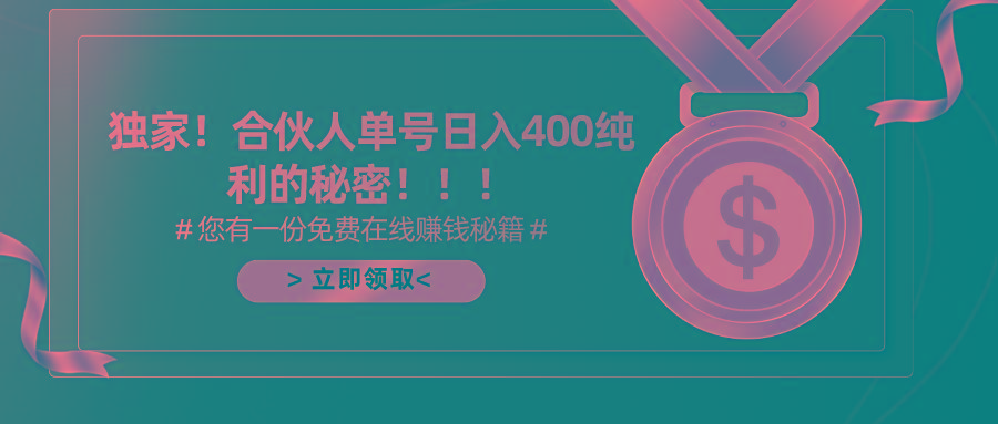 (10028期)合伙人广告撸金最新玩法，每天单号400纯利-E网资源