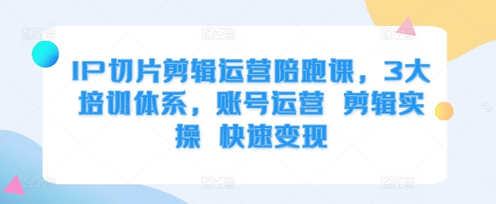 IP切片剪辑运营陪跑课，3大培训体系，账号运营 剪辑实操 快速变现-E网资源