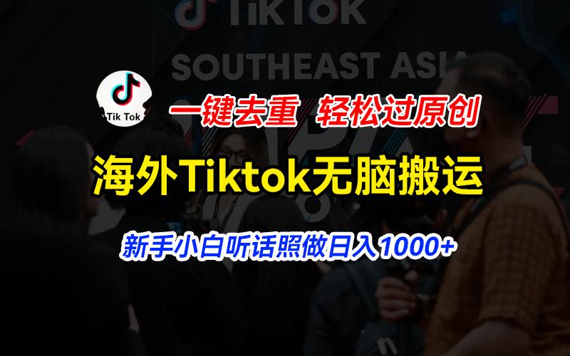 海外Tiktok短视频无脑搬运，一键去重轻松过原创，新手小白听话照做日入…-E网资源
