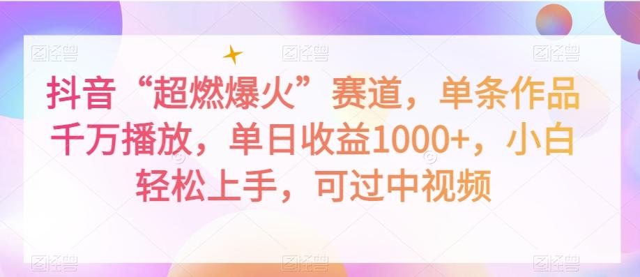 抖音“超燃爆火”赛道，单条作品千万播放，单日收益1000+，小白轻松上手，可过中视频【揭秘】-E网资源