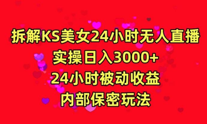 利用快手24小时无人美女直播，实操日入3000，24小时被动收益，内部保密玩法【揭秘】-E网资源