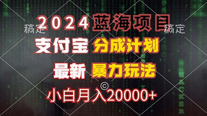 2024蓝海项目，支付宝分成计划，暴力玩法，刷爆播放量，小白月入20000+-E网资源