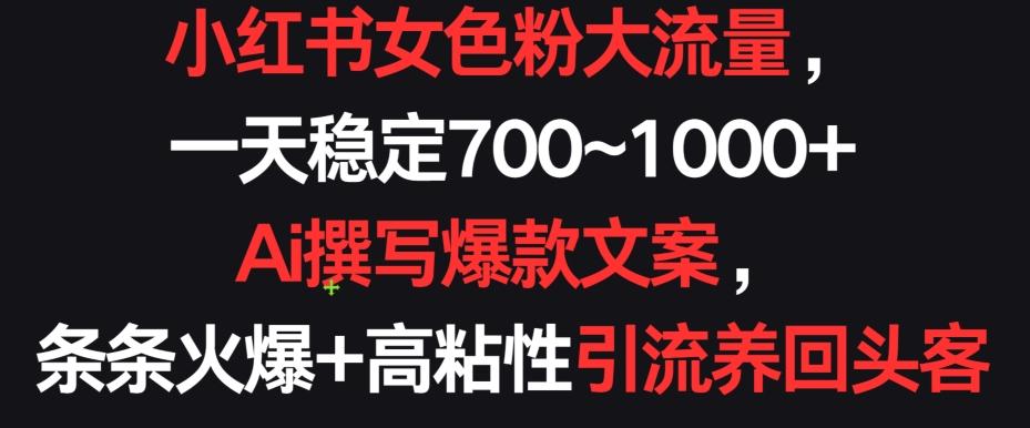 小红书女色粉大流量，一天稳定700~1000+  Ai撰写爆款文案，条条火爆+高粘性引流养回头客【揭秘】-E网资源
