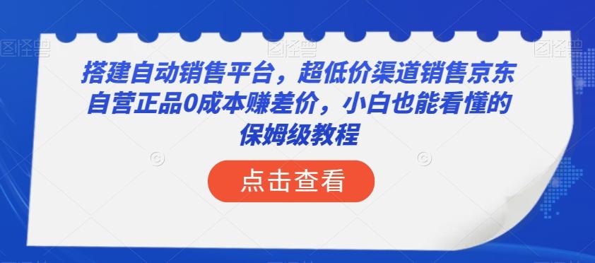 搭建自动销售平台，超低价渠道销售京东自营正品0成本赚差价，小白也能看懂的保姆级教程【揭秘】-E网资源