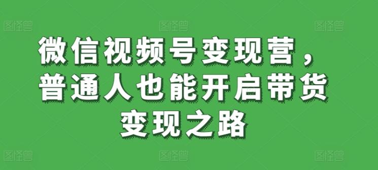 微信视频号变现营，普通人也能开启带货变现之路-E网资源