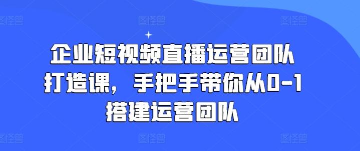 企业短视频直播运营团队打造课，手把手带你从0-1搭建运营团队-E网资源