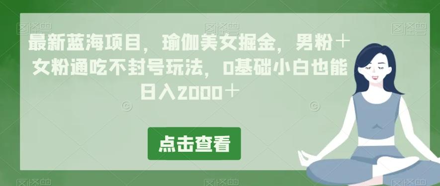 最新蓝海项目，瑜伽美女掘金，男粉＋女粉通吃不封号玩法，0基础小白也能日入2000＋-E网资源