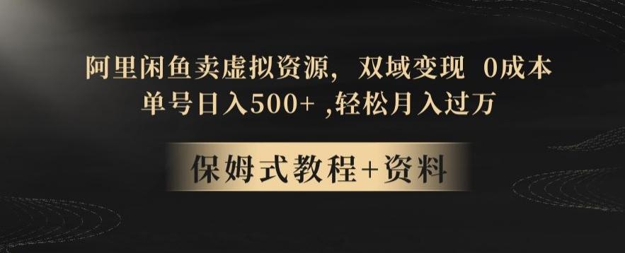 阿里闲鱼卖虚拟资源，双域变现，0成本，日入500+，轻松月入过万-E网资源