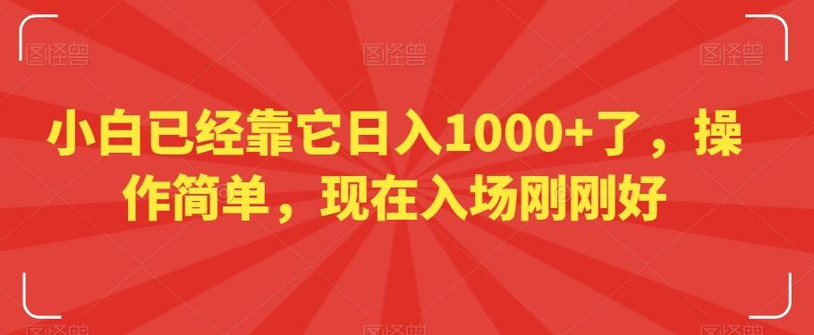 小白已经靠它日入1000+了，操作简单，现在入场刚刚好【揭秘】-E网资源