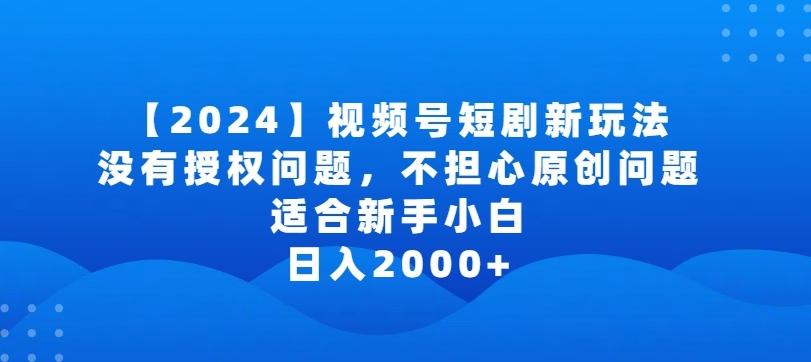 2024视频号短剧玩法，没有授权问题，不担心原创问题，适合新手小白，日入2000+【揭秘】-E网资源
