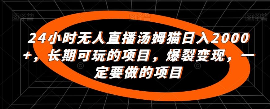 24小时无人直播汤姆猫日入2000+，长期可玩的项目，爆裂变现，一定要做的项目【揭秘】-E网资源