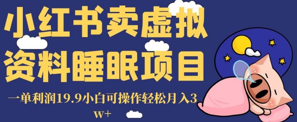 小红书卖虚拟资料睡眠项目，一单利润19.9小白可操作轻松月入3w+【揭秘】-E网资源