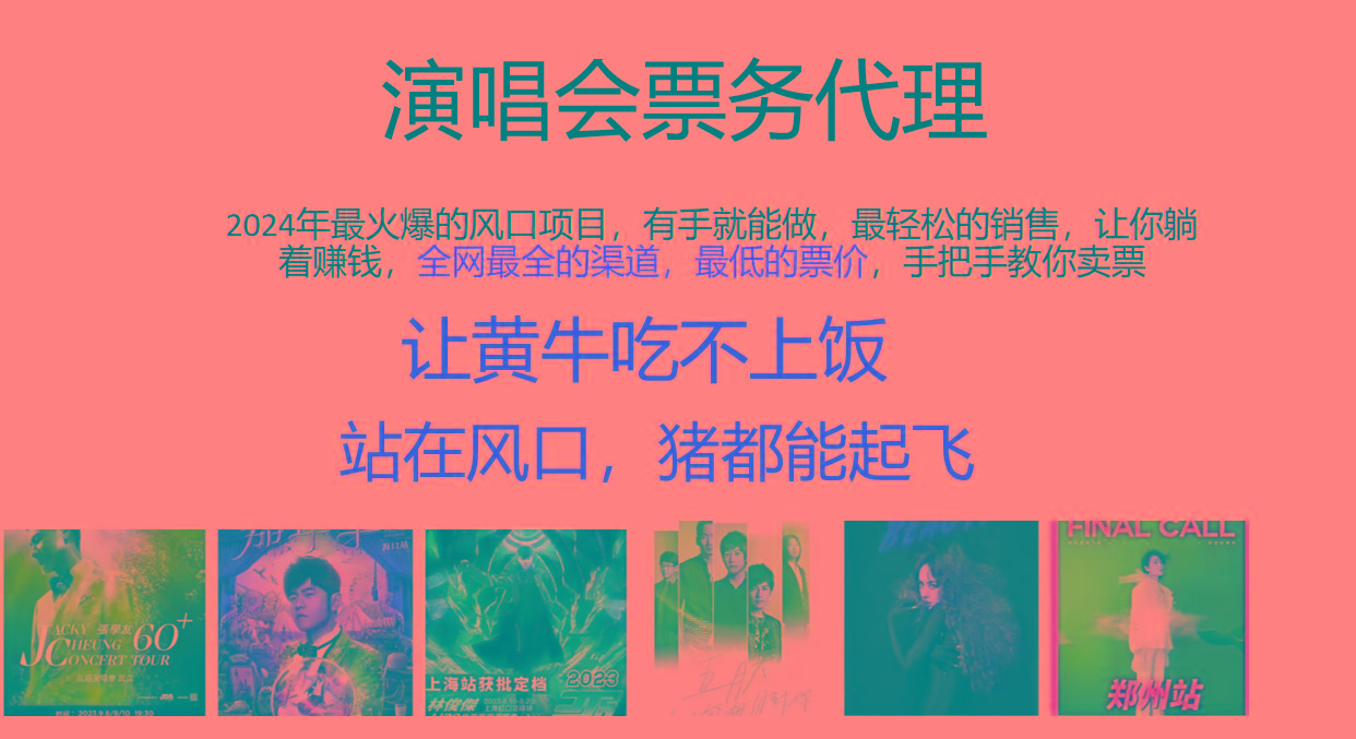 2024年最火爆风口项目，演唱会票务代理，日入2000+，一部手机就能搞定！-E网资源