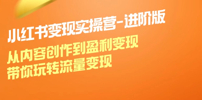 小红书变现实操营进阶版：从内容创作到盈利变现，带你玩转流量变现-E网资源