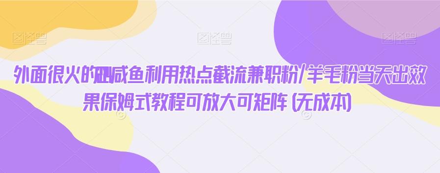 外面很火的2024咸鱼利用热点截流兼职粉/羊毛粉当天出效果保姆式教程可放大可矩阵(无成本)-E网资源