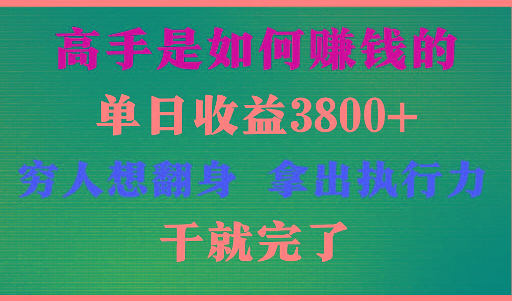 高手是如何赚钱的，每天收益3800+，你不知道的秘密，小白上手快，月收益12W+-E网资源