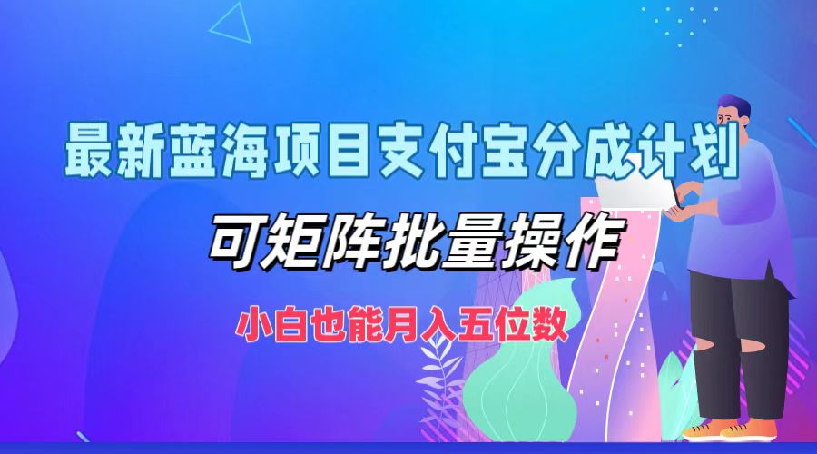 最新蓝海项目支付宝分成计划，可矩阵批量操作，小白也能月入五位数-E网资源