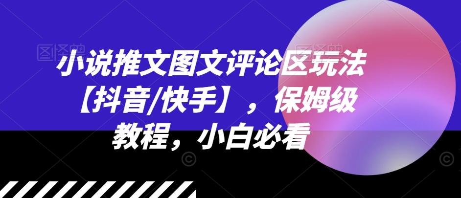 小说推文图文评论区玩法【抖音/快手】，保姆级教程，小白必看-E网资源