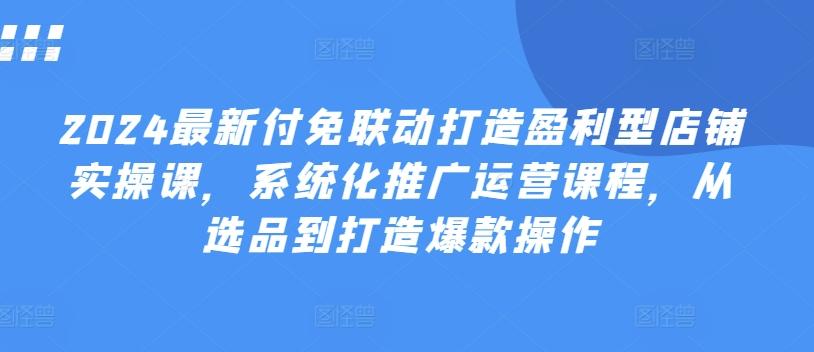 2024最新付免联动打造盈利型店铺实操课，​系统化推广运营课程，从选品到打造爆款操作-E网资源