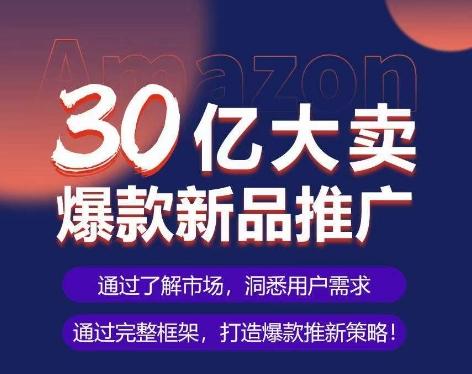 亚马逊·30亿大卖爆款新品推广，可复制、全程案例实操的爆款推新SOP-E网资源