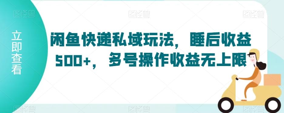闲鱼快递私域玩法，睡后收益500+，多号操作收益无上限【揭秘】-E网资源