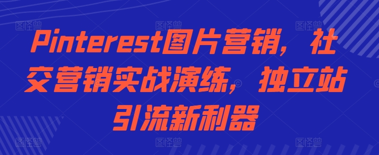 Pinterest图片营销，社交营销实战演练，独立站引流新利器-E网资源