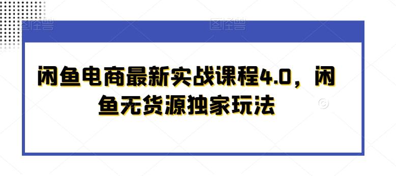 闲鱼电商最新实战课程4.0，闲鱼无货源独家玩法-E网资源