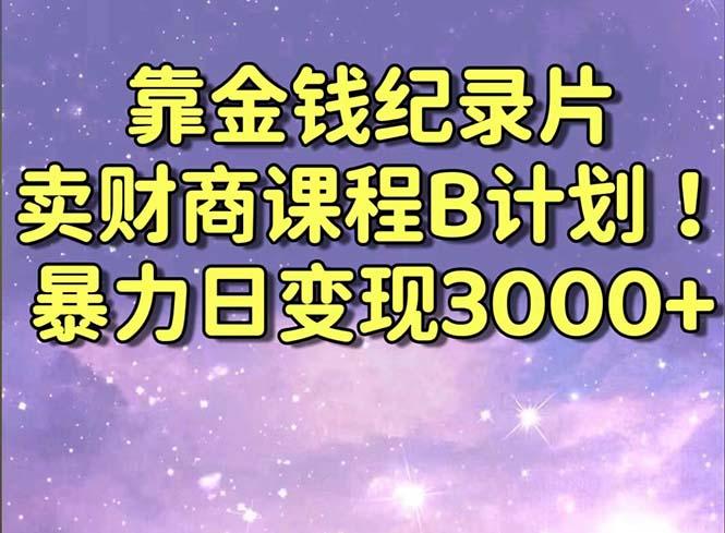 靠金钱纪录片卖财商课程B计划！暴力日变现3000+，喂饭式干货教程！-E网资源