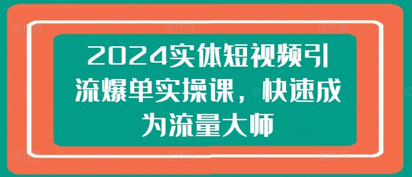2024实体短视频引流爆单实操课，快速成为流量大师-E网资源