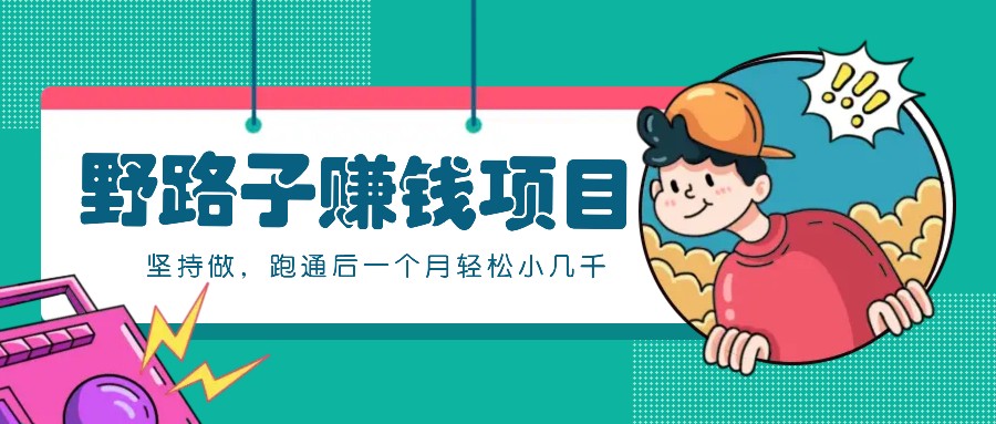 一个人就能操作的野路子赚钱项目，零成本零门槛坚持做，跑通后一个月小几千！-E网资源