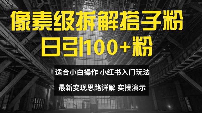 像素级拆解搭子粉，日引100+，小白看完可上手，最新变现思路详解【揭秘】-E网资源