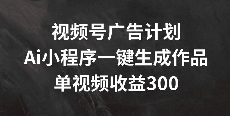 视频号广告计划，AI小程序一键生成作品， 单视频收益300+【揭秘】-E网资源