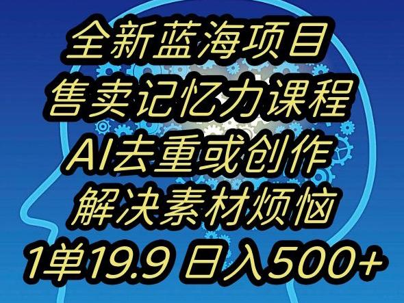 蓝海项目记忆力提升，AI去重，一单19.9日入500+【揭秘】-E网资源