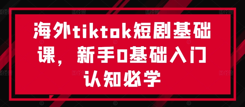 海外tiktok短剧基础课，新手0基础入门认知必学-E网资源