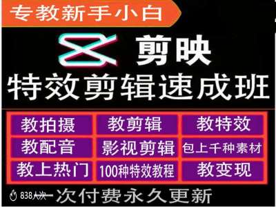 剪映特效教程和运营变现教程，特效剪辑速成班，专教新手小白-E网资源