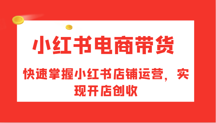 小红书电商带货，快速掌握小红书店铺运营，实现开店创收-E网资源