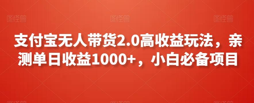 支付宝无人带货2.0高收益玩法，亲测单日收益1000+，小白必备项目【揭秘】-E网资源