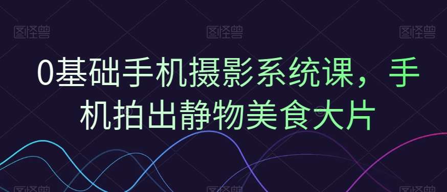 0基础手机摄影系统课，手机拍出静物美食大片-E网资源