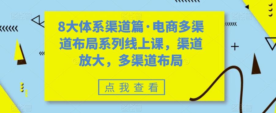 8大体系渠道篇·电商多渠道布局系列线上课，渠道放大，多渠道布局-E网资源