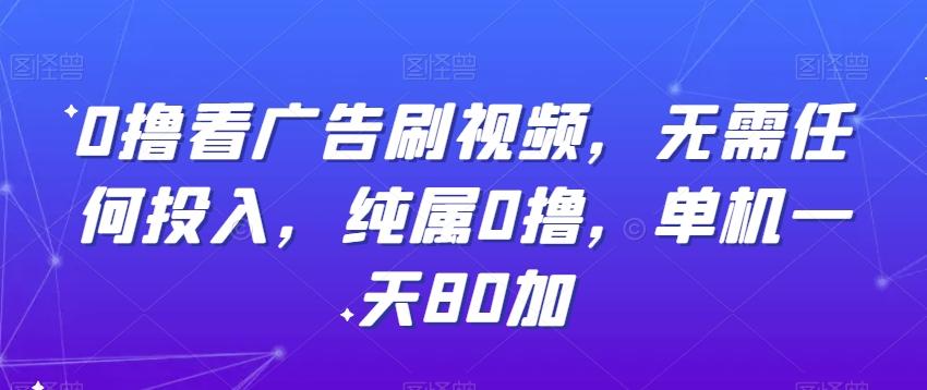0撸看广告刷视频，无需任何投入，纯属0撸，单机一天80加-E网资源