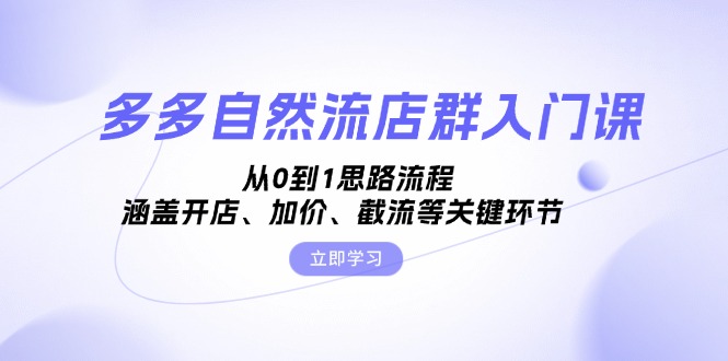 多多自然流店群入门课，从0到1思路流程，涵盖开店、加价、截流等关键环节-E网资源