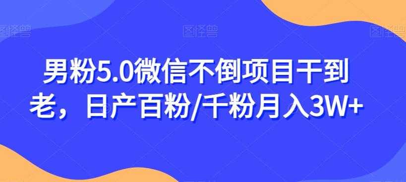男粉5.0微信不倒项目干到老，日产百粉/千粉月入3W+【揭秘】-E网资源