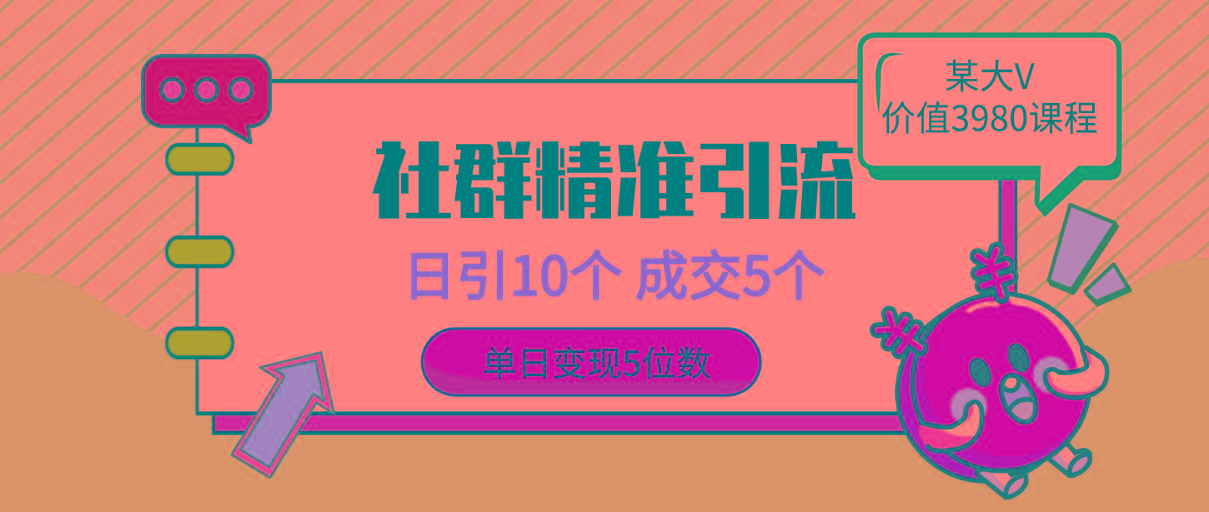 (9870期)社群精准引流高质量创业粉，日引10个，成交5个，变现五位数-E网资源